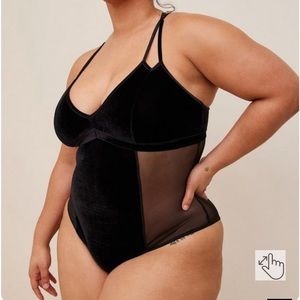 Velour and Mesh Bodysuit